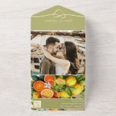 Botanische Citrus bruiloft All In One Uitnodiging (Buitenkant)