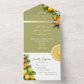 Botanische Citrus bruiloft All In One Uitnodiging (Binnen)