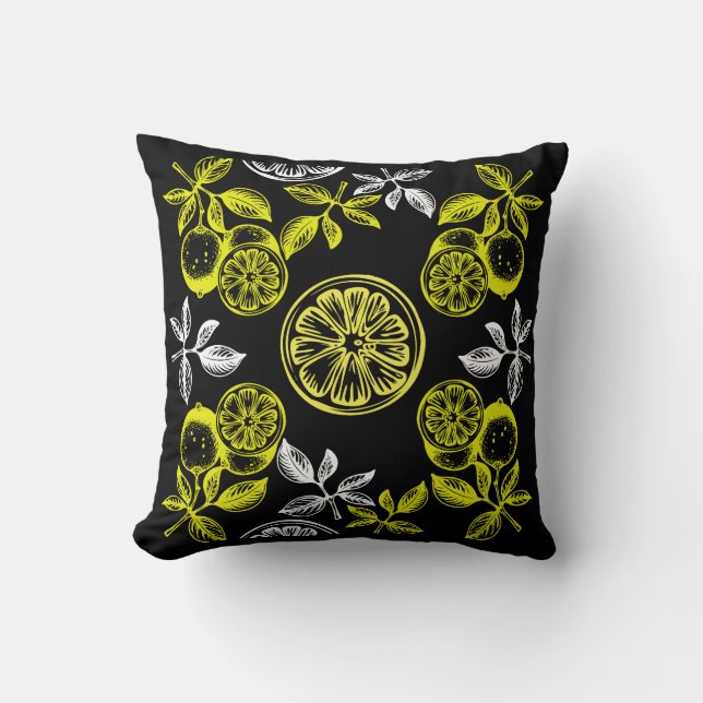  botanische citrus citroenprint kussen (Voorkant)