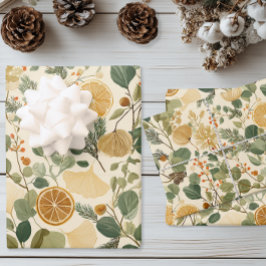 Botanische citrus kerst inpakpapier vel