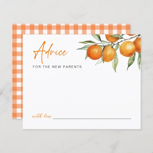 Botanische Citrus Oranje Baby shower advies Kaart (Voorkant / Achterkant)