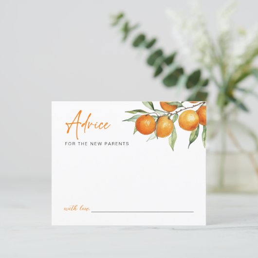 Botanische Citrus Oranje Baby shower advies Kaart (Staand voorkant)