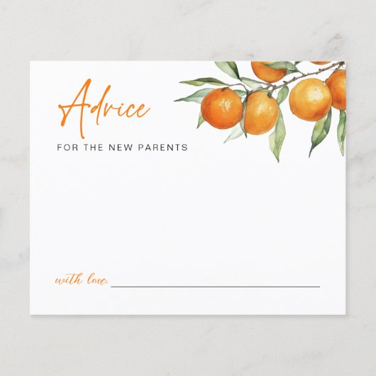Botanische Citrus Oranje Baby shower advies Kaart (Voorkant)