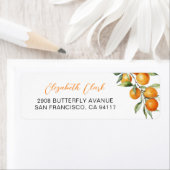 Botanische Citrus Oranje Baby shower retouradres Etiket (Insitu)