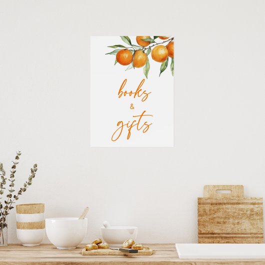 Botanische Citrus Sinaasappel Baby shower Boeken & Poster (Keuken)