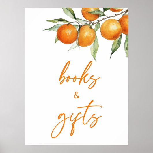 Botanische Citrus Sinaasappel Baby shower Boeken & Poster (Voorkant)