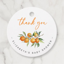 Botanische Citrus Sinaasappel Baby shower Dank u Bedankjes Labels