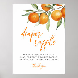 Botanische Citrus Sinaasappel Baby shower Luier Ra Poster