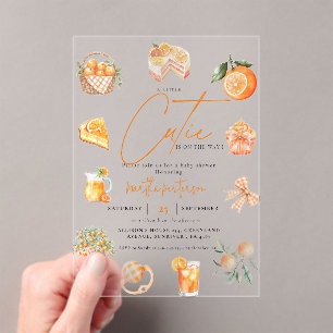 Botanische citrus sinaasappel Cutie Zomer Baby sho Acryl Uitnodigingen