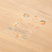 Botanische citrus sinaasappel Cutie Zomer Baby sho Acryl Uitnodigingen (Laagn)