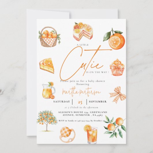 Botanische citrus sinaasappel Cutie Zomer Baby sho Kaart (Voorkant)