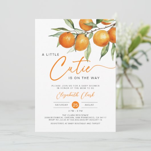 Botanische Citrus Sinaasappel Kleine Cutie Baby sh Kaart (Staand voorkant)