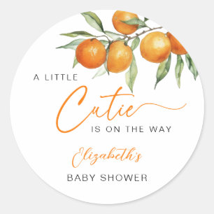 Botanische Citrus Sinaasappel Kleine Cutie Baby sh Ronde Sticker
