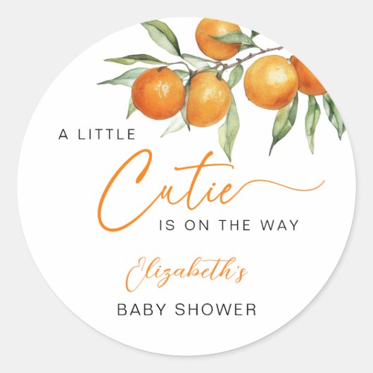 Botanische Citrus Sinaasappel Kleine Cutie Baby sh Ronde Sticker (Voorkant)