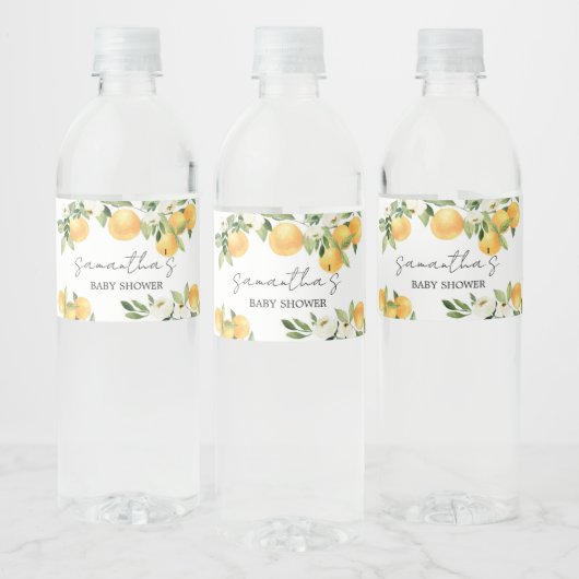 Botanische Citrus Sinaasappel Kleine Cutie Baby sh Waterfles Etiket (Flessen)