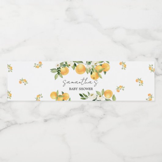 Botanische Citrus Sinaasappel Kleine Cutie Baby sh Waterfles Etiket (Enkel label)