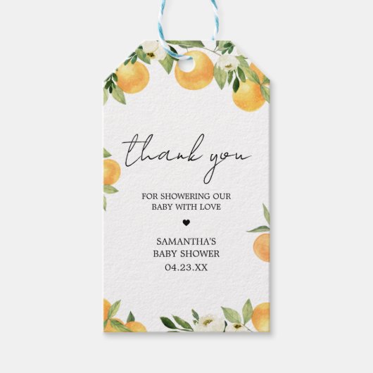 Botanische Citrus Sinaasappel Little Cutie Favorie Cadeaulabel (Voorkant)