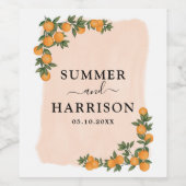 Botanische Citrus Sinaasappel Main Squeeze bruilof Wijn Etiket (Enkel label)