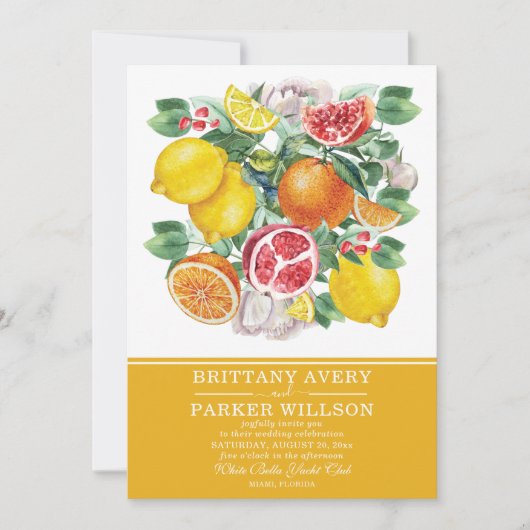 Botanische Citrus Waterverf Bruiloft Kaart (Voorkant)