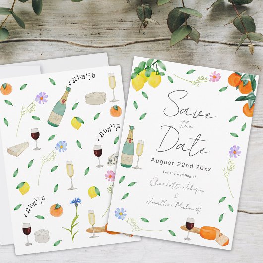 Botanische Citrus Zomer Boho Bruiloft Save The Date