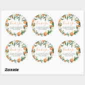 Botanische citrusvruchten oranje baby shower met k ronde sticker (Vel)