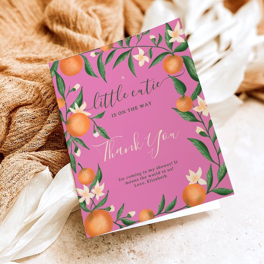 Botanische citrusvruchten oranje kleine stroperroe bedankkaart