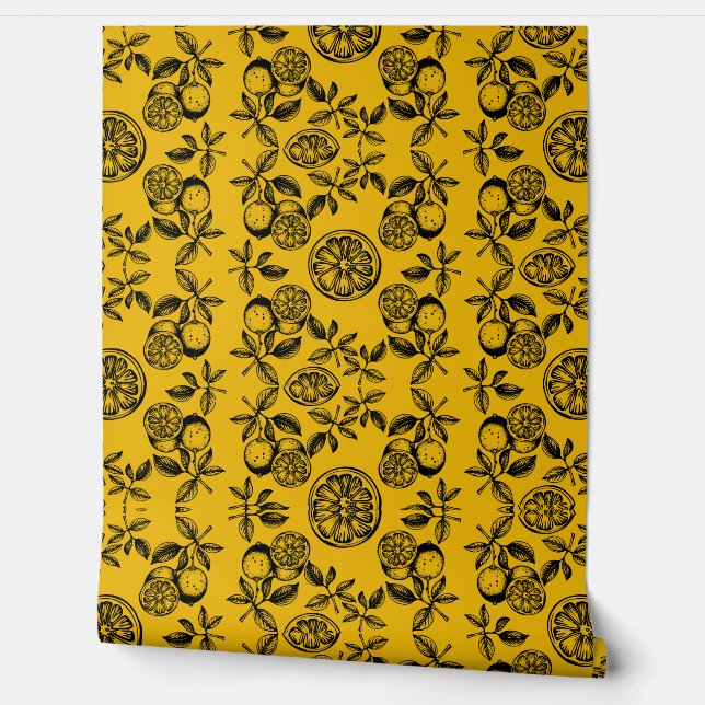  botanische citrusvruchten print behang (Afrollen)