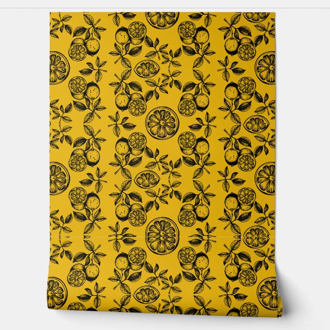  botanische citrusvruchten print behang (Afrollen)