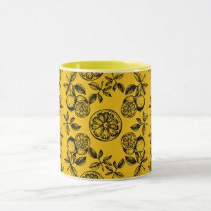 botanische citrusvruchten print mok