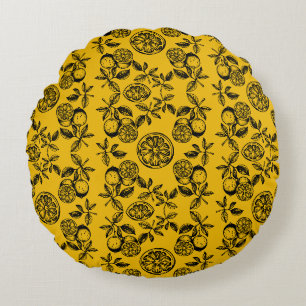 botanische citrusvruchten print rond kussen