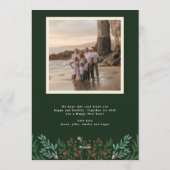 Botanische Classic Elegance Kerst Groene Foto Feestdagenkaart (Achterkant)