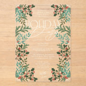 Botanische Classic Elegance Kerstvakantie feestje Acryl Uitnodigingen (Voorkant)