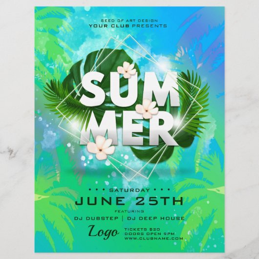 Botanische Club van de zomerpalm Trees Flyer (Voorkant)