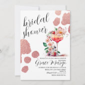 Botanische Cocktail Rose Goud Bruiloftsborrel    Kaart (Voorkant)