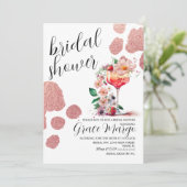 Botanische Cocktail Rose Goud Bruiloftsborrel    Kaart (Staand voorkant)
