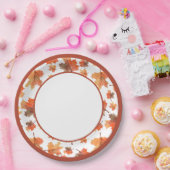 Botanische Cocoa Stripes & Maple Leaves Papieren Bordje (Feest)