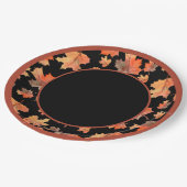 Botanische Cocoa Stripes & Maple Leaves Zwart Papieren Bordje (Gekanteld)