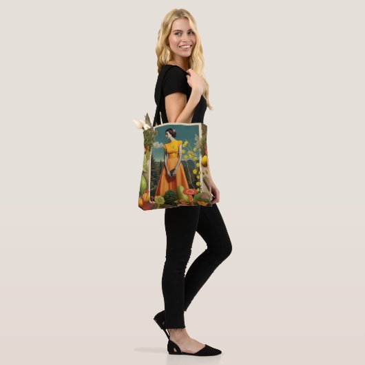 Botanische Collage Canvas tas (Op model)