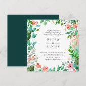 Botanische Coral Island Lijst Bruiloft Kaart (Voorkant / Achterkant)