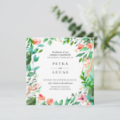 Botanische Coral Island Lijst Bruiloft Kaart (Staand voorkant)