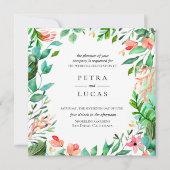 Botanische Coral Island Lijst Bruiloft Kaart (Voorkant)