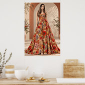 Botanische Couture Vrouw Boho Bloemige Mode Poster (Keuken)