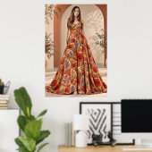 Botanische Couture Vrouw Boho Bloemige Mode Poster (Thuiskantoor)