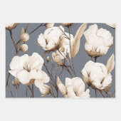 Botanische Cream & Dusty Blue Blossom Garden Inpakpapier Vel (Voorkant)