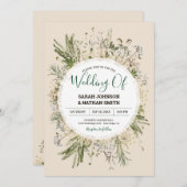 Botanische Cream Herfst Faux Dried Flowers Weddens Kaart (Voorkant / Achterkant)