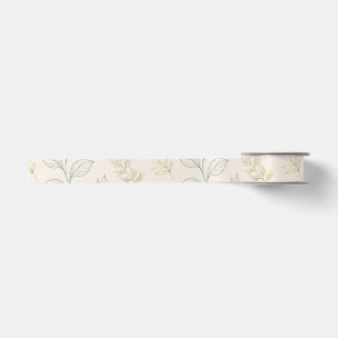 Botanische Crème & Blad Natuur Satijnen Lint
