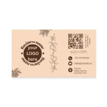 Botanische Crème & Bruine Elegante Zakelijke Kaart