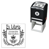 Botanische Crest Bee met Crown Ex Libris Boeknaam Zelfinktende Stempel (In situ)