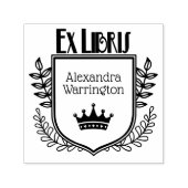 Botanische Crest Kroon #1 Ex Libris Boeknaam Zelfinktende Stempel (Design)
