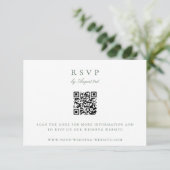 Botanische Crest Monogram QR Code Bruiloft RSVP Kaart (Staand voorkant)